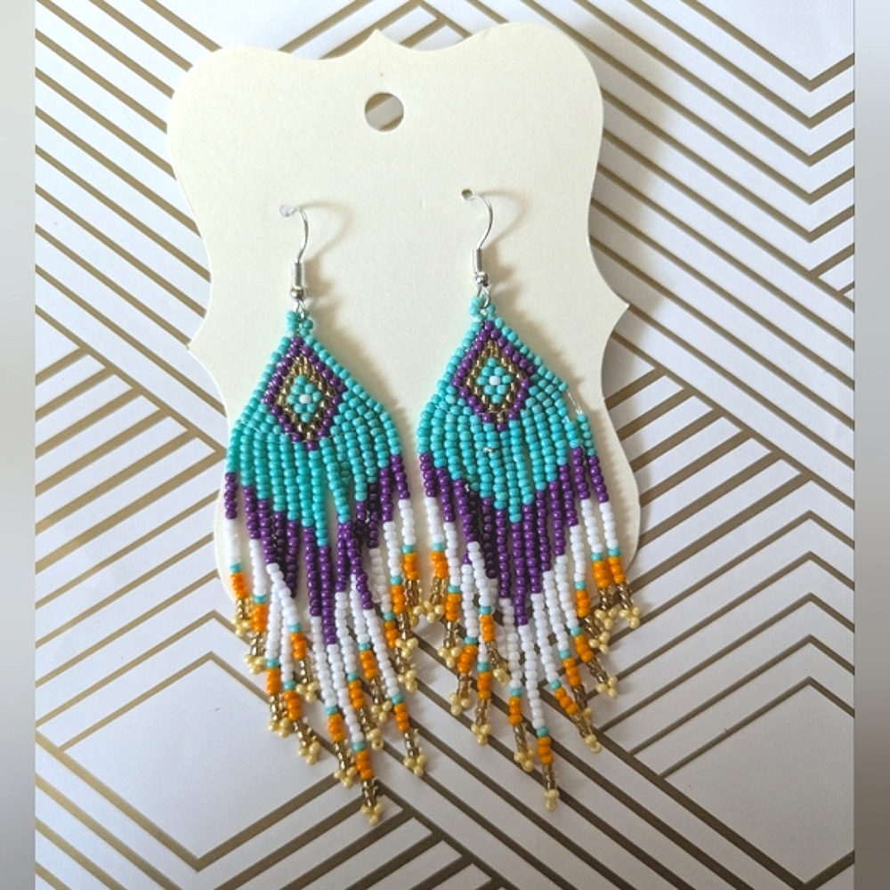 NWOT Fringe Beaded Earrings